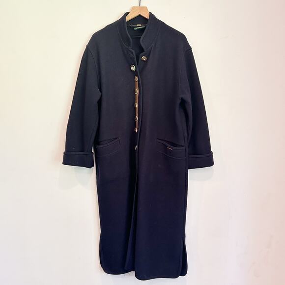Geiger Collections Jackets & Blazers - Geiger Wool Button Up Vintage Trench Coat Navy Blue Size 36/4